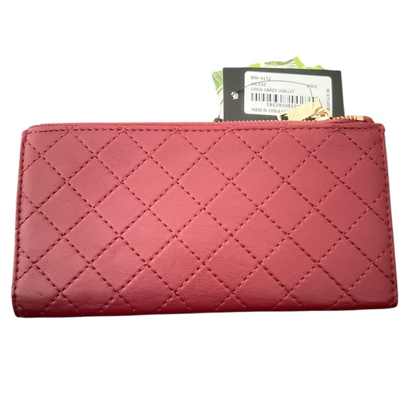 Badgley Mischka Maroon Quilted Wallet with Gold Accents - Picture 2 of 7